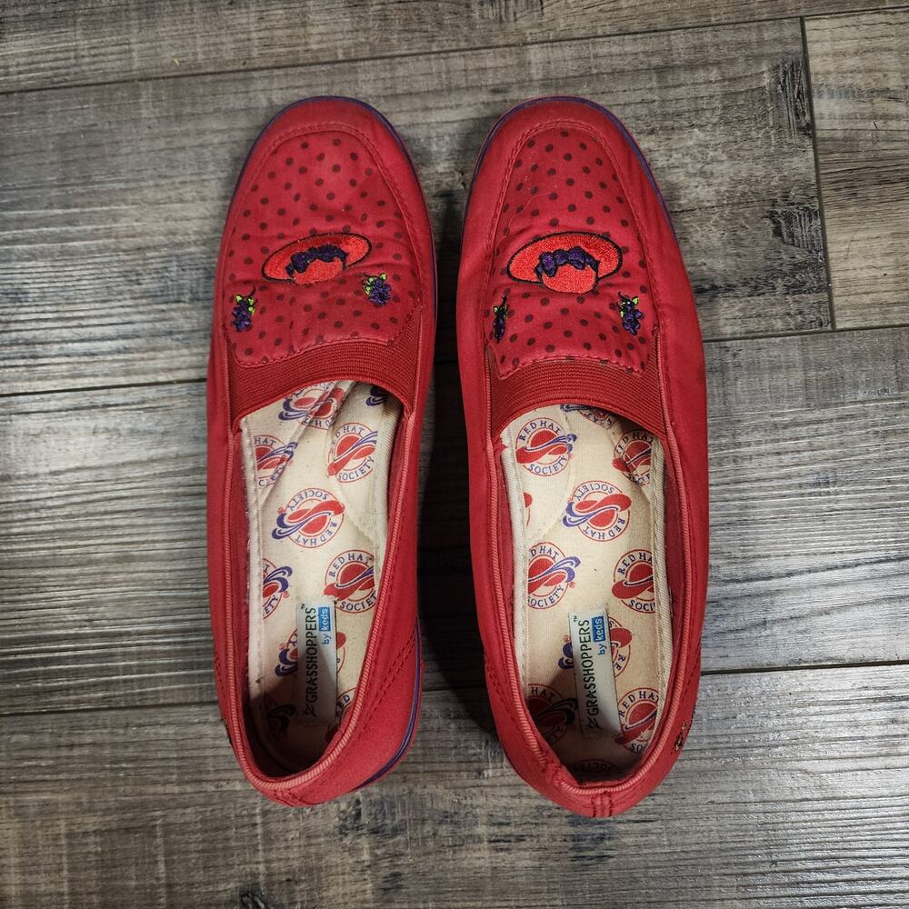 Red Grasshoppers shoes by keds Red Hat Society Slip on shoes Size 7.5M   b39
